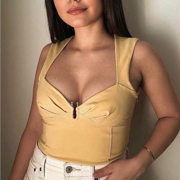 Zara Yellow Sweetheart Neckline Bodysuit Women’s Size XS - Picture 1 of 8